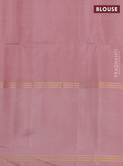 Pure soft silk saree peach pink and pastel peach with zari woven floral buttas and rettapet zari woven border