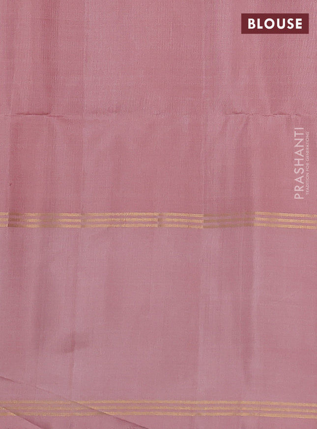 Pure soft silk saree peach pink and pastel peach with zari woven floral buttas and rettapet zari woven border