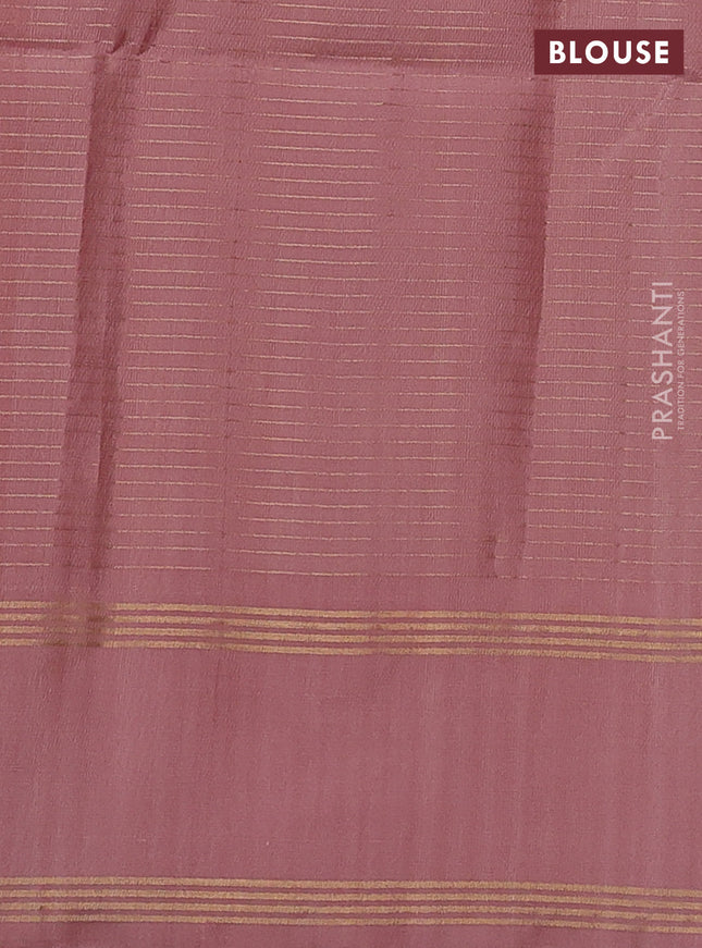 Pure soft silk saree mustard yellow and pastel peach with allover zari checked pattern and rettapet zari woven border