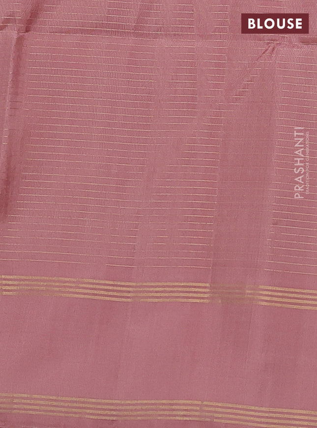 Pure soft silk saree peach shade and pastel peach with allover zari checked pattern and rettapet zari woven border