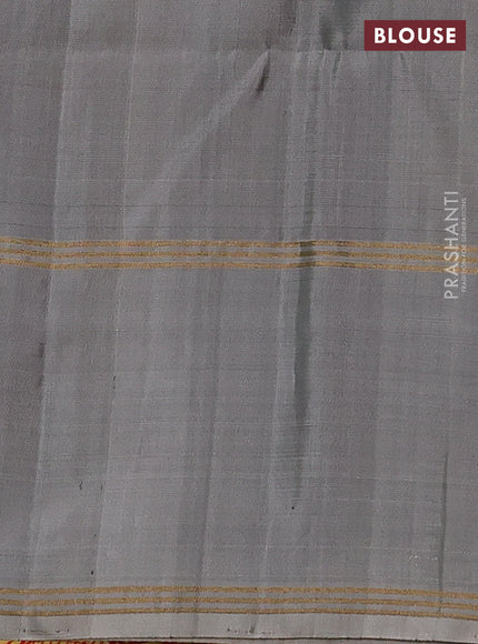 Pure soft silk saree dark grey and grey with allover zari weaves and rettapet zari woven border