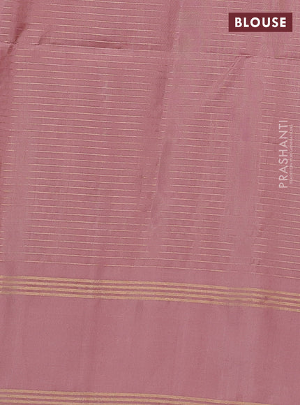 Pure soft silk saree pastel lavender and pastel peach with allover zari checked pattern and rettapet zari woven border