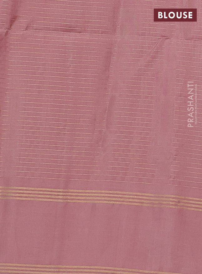 Pure soft silk saree pastel lavender and pastel peach with allover zari checked pattern and rettapet zari woven border