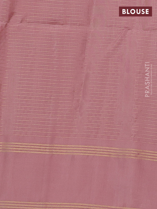 Pure soft silk saree pastel lavender and pastel peach with allover zari checked pattern and rettapet zari woven border