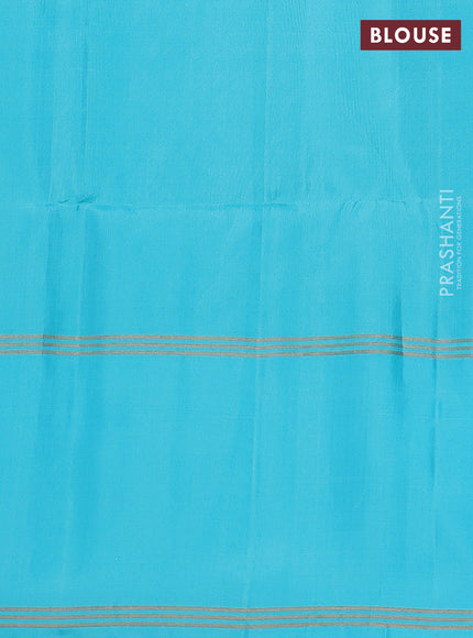 Pure soft silk saree dual shade of green and light blue with zari woven buttas and long rettapet zari woven border