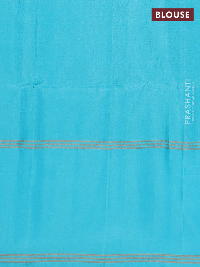 Pure soft silk saree dual shade of green and light blue with zari woven buttas and long rettapet zari woven border