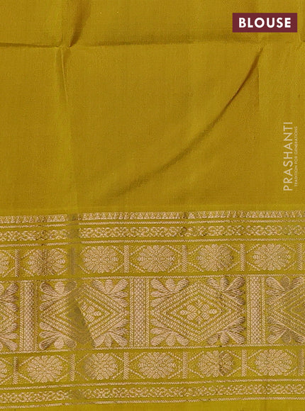 Pure soft silk saree grey shade and yellow with zari woven deer buttas and zari woven border