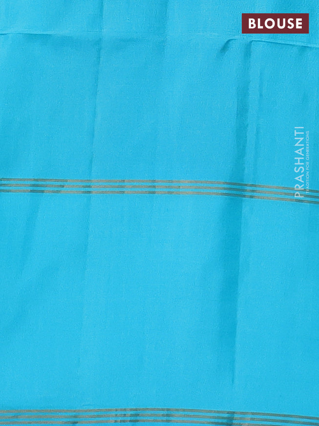 Pure soft silk saree dual shade of green and light blue with zari woven buttas and rettapet zari woven border