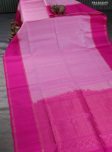 Pure soft silk saree light pink and pink with allover zari woven butta weaves and rettapet zari woven border
