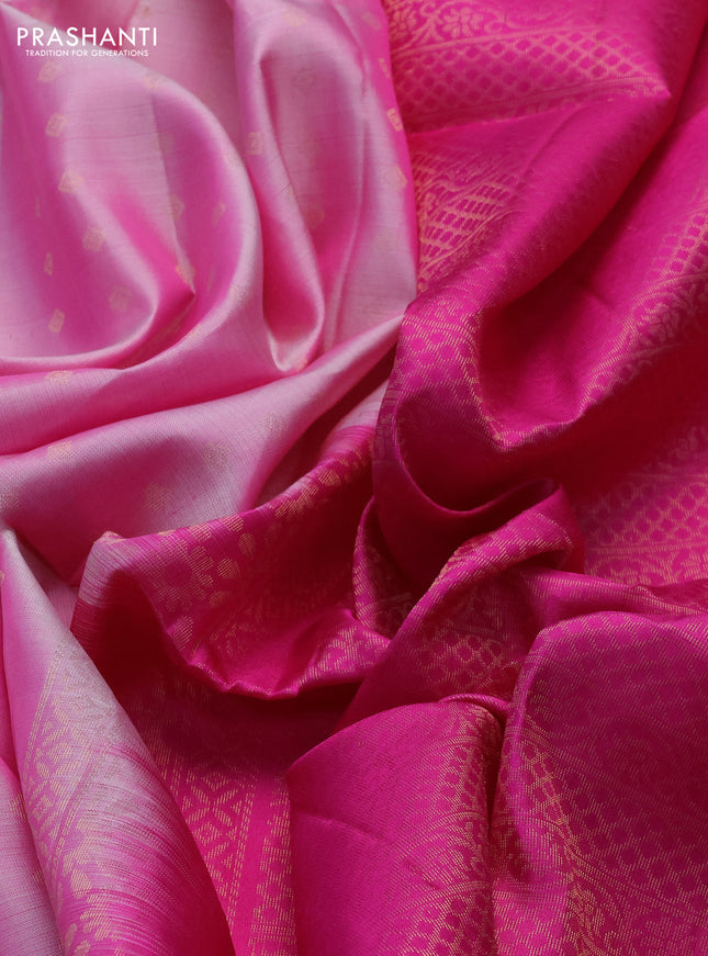 Pure soft silk saree light pink and pink with allover zari woven butta weaves and rettapet zari woven border