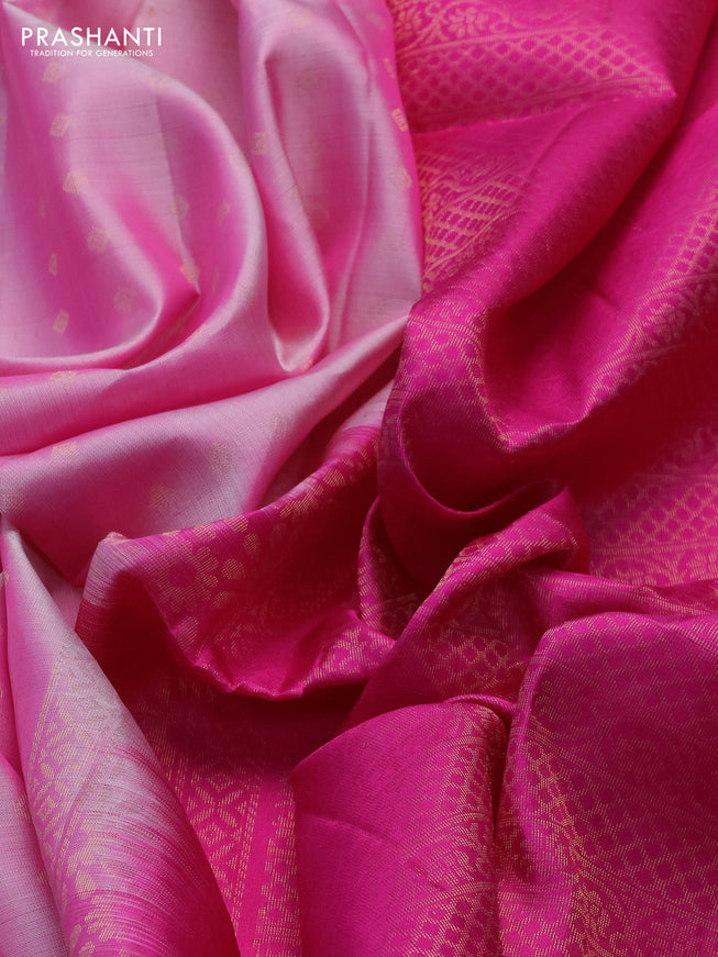 Pure soft silk saree light pink and pink with allover zari woven butta weaves and rettapet zari woven border