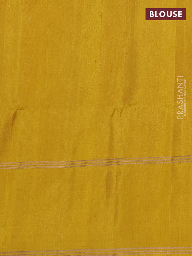 Pure soft silk saree beige and yellow with allover zari weaves and rettapet zari woven border