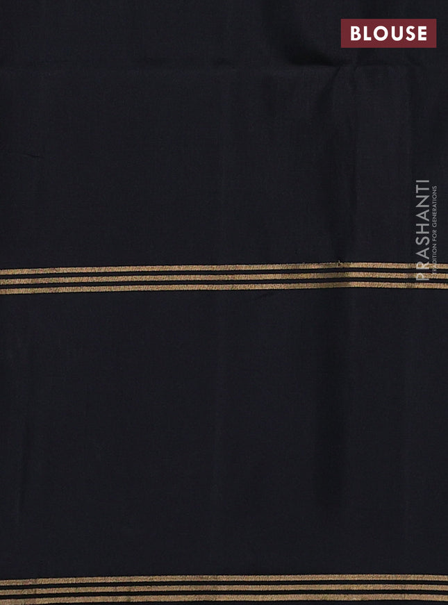 Pure soft silk saree grey and black with allover zari weaves and rettapet zari woven border