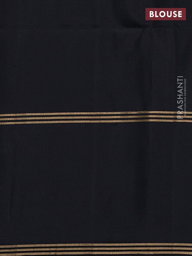 Pure soft silk saree grey and black with allover zari weaves and rettapet zari woven border