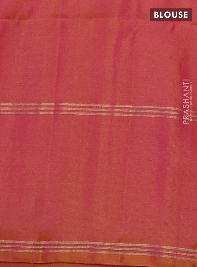 Pure soft silk saree dual shade of pink with zari woven floral buttas and rettapet zari woven border