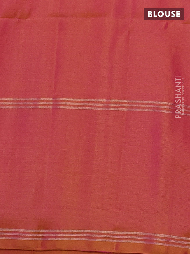 Pure soft silk saree dual shade of pink with zari woven floral buttas and rettapet zari woven border