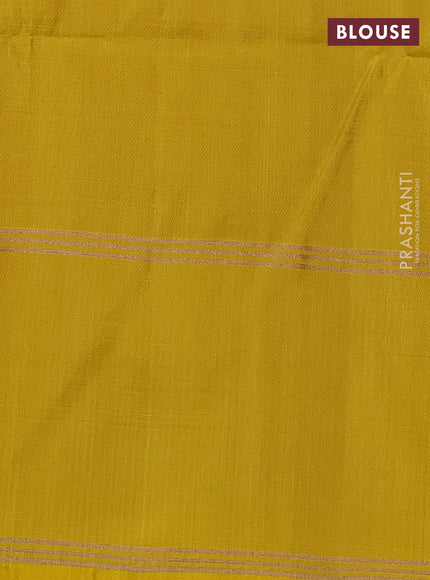 Pure soft silk saree beige and yellow with allover zari weaves and rettapet zari woven border