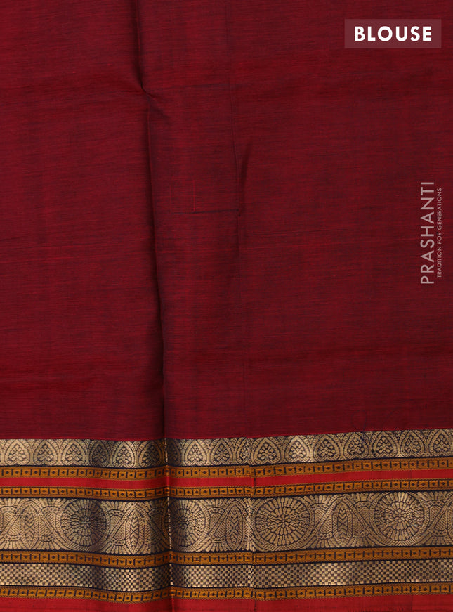 Kanchipuram silk cotton saree maroon and red with allover thread checks & buttas and zari woven border