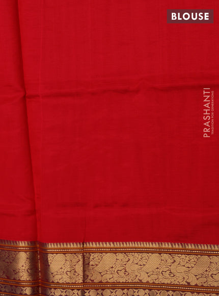 Kanchipuram silk cotton saree red with allover lakshadeepam pattern and rettapet zari woven border