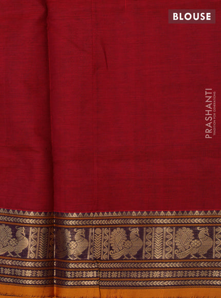 Kanchipuram silk cotton saree maroon and mustard shade with allover thread checks & 1000 buttas and zari woven border