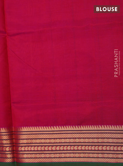 Kanchipuram silk cotton saree pink and green with allover thread weaves and zari woven border