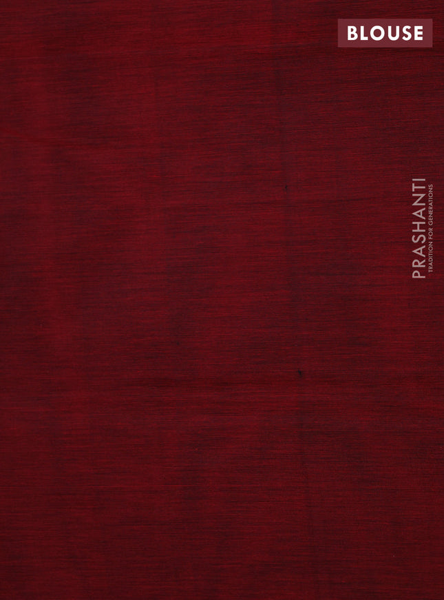 Kanchipuram silk cotton saree maroon and sandal with zari woven buttas and simple border