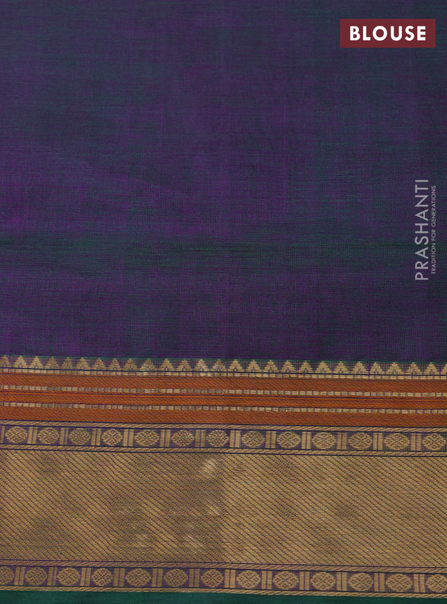 Kanchipuram silk cotton saree dual shade of green with zari woven buttas and zari woven border