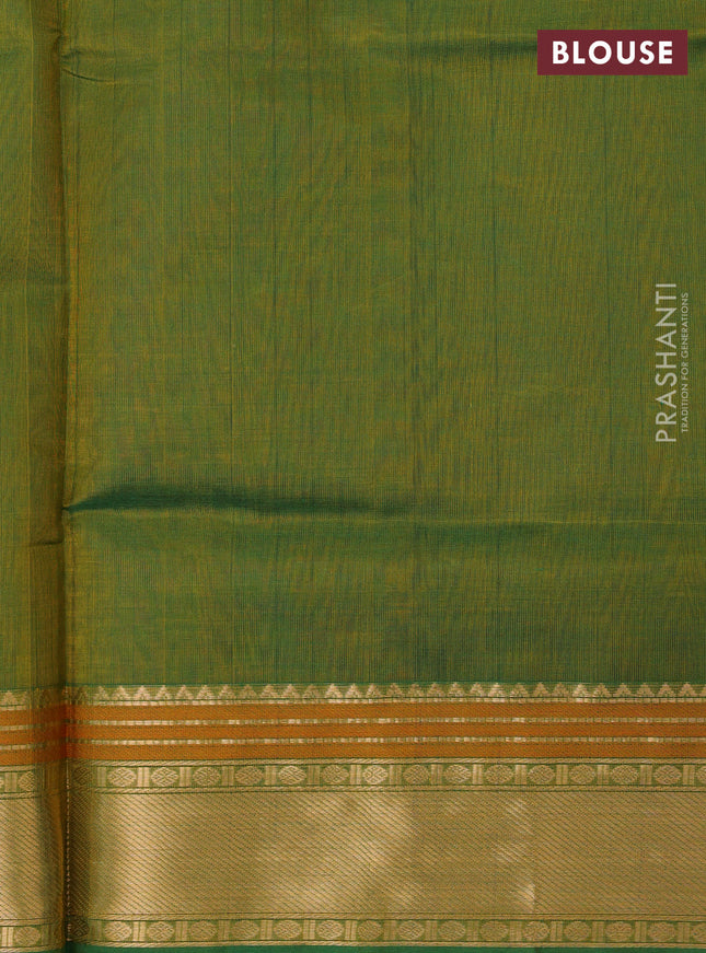 Kanchipuram silk cotton saree green with zari woven buttas and zari woven border