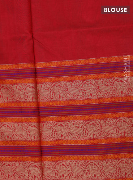 Kanchipuram silk cotton saree dual shade of maroon with thread woven buttas and long thread woven border