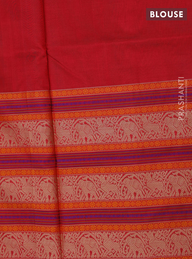 Kanchipuram silk cotton saree dual shade of maroon with thread woven buttas and long thread woven border