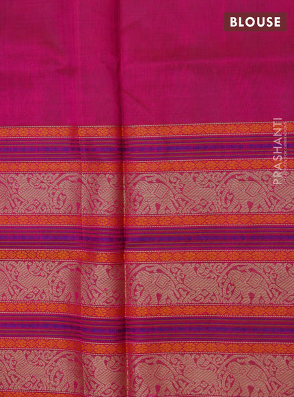 Kanchipuram silk cotton saree dual shade of purple with thread woven buttas and long thread woven border
