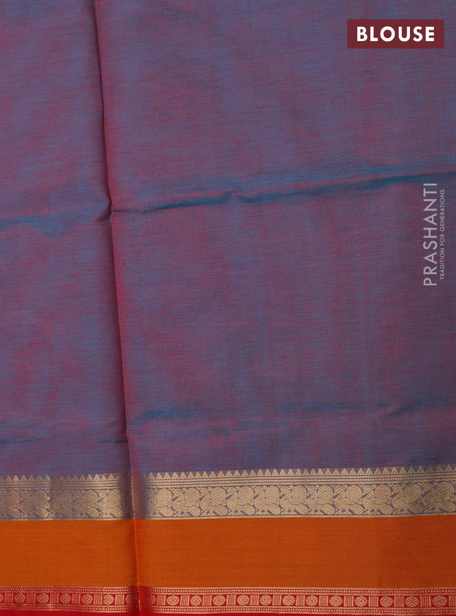 Kanchipuram silk cotton saree dual shade of teal bluish maroon and mustard yellow red with zari woven buttas and rettapet zari woven border