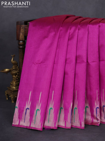 Semi paithani saree purple with plain body and peacock design paithani pallu