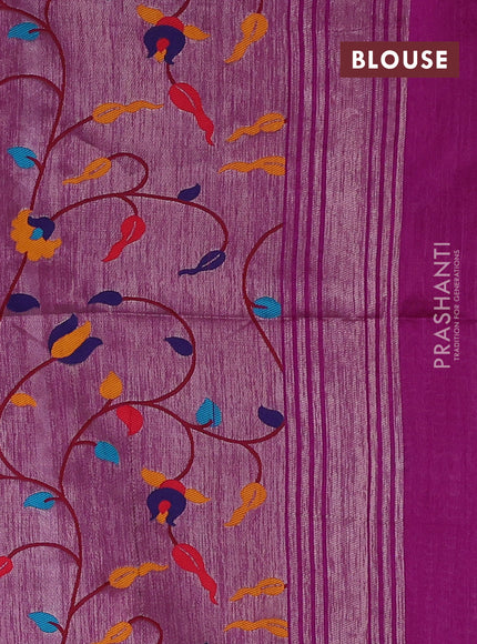 Semi paithani saree purple with plain body and peacock design paithani pallu