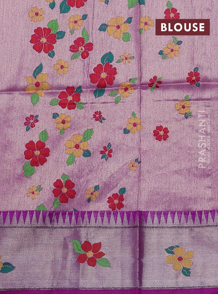 Semi paithani saree purple with allover zari woven buttas and parrot design paithani pallu