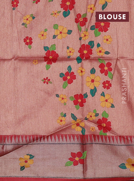 Semi paithani saree red with allover zari woven buttas and parrot design paithani pallu