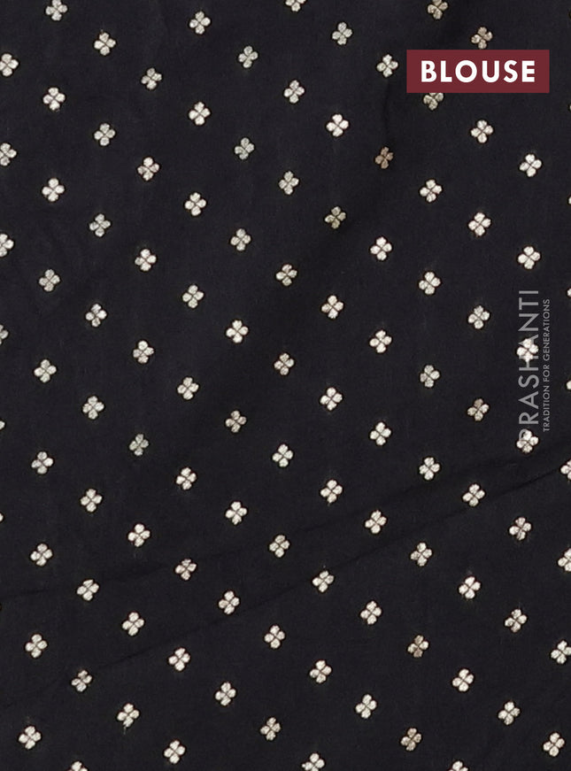 Semi mysore silk saree black with zari stripes & annam buttas and rettapet zari woven border