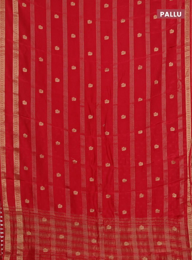 Semi mysore silk saree red with zari stripes & annam buttas and rettapet zari woven border