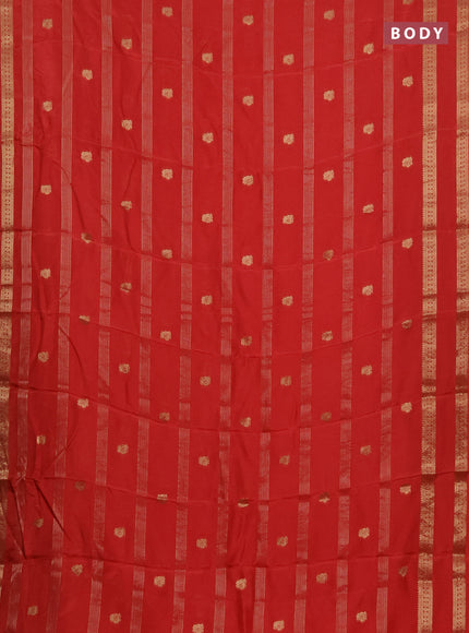 Semi mysore silk saree orange with zari stripes & annam buttas and rettapet zari woven border