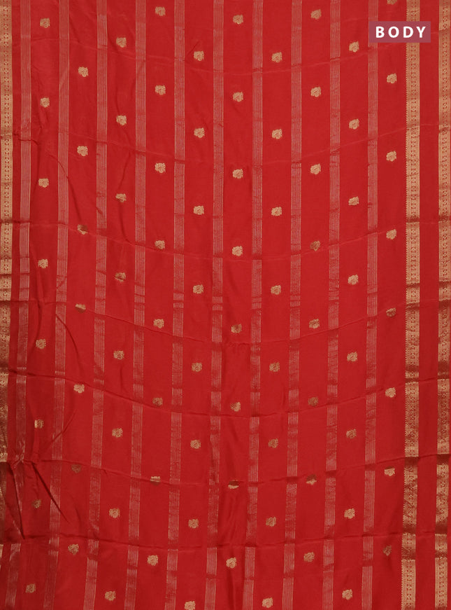 Semi mysore silk saree orange with zari stripes & annam buttas and rettapet zari woven border