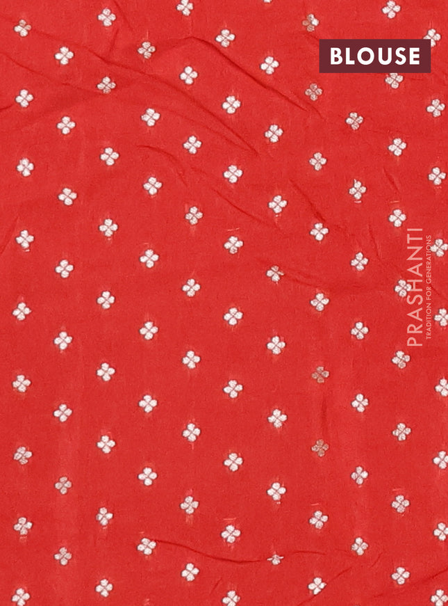 Semi mysore silk saree orange with zari stripes & annam buttas and rettapet zari woven border