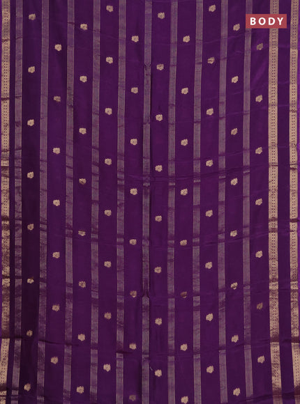 Semi mysore silk saree violet with zari stripes & annam buttas and rettapet zari woven border