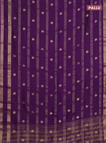 Semi mysore silk saree violet with zari stripes & annam buttas and rettapet zari woven border