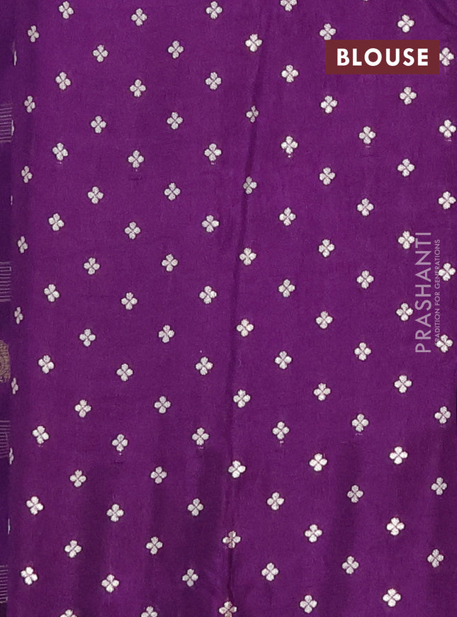 Semi mysore silk saree violet with zari stripes & annam buttas and rettapet zari woven border