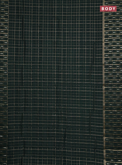 Semi mysore silk saree green with allover zari checked pattern and zari woven butta border
