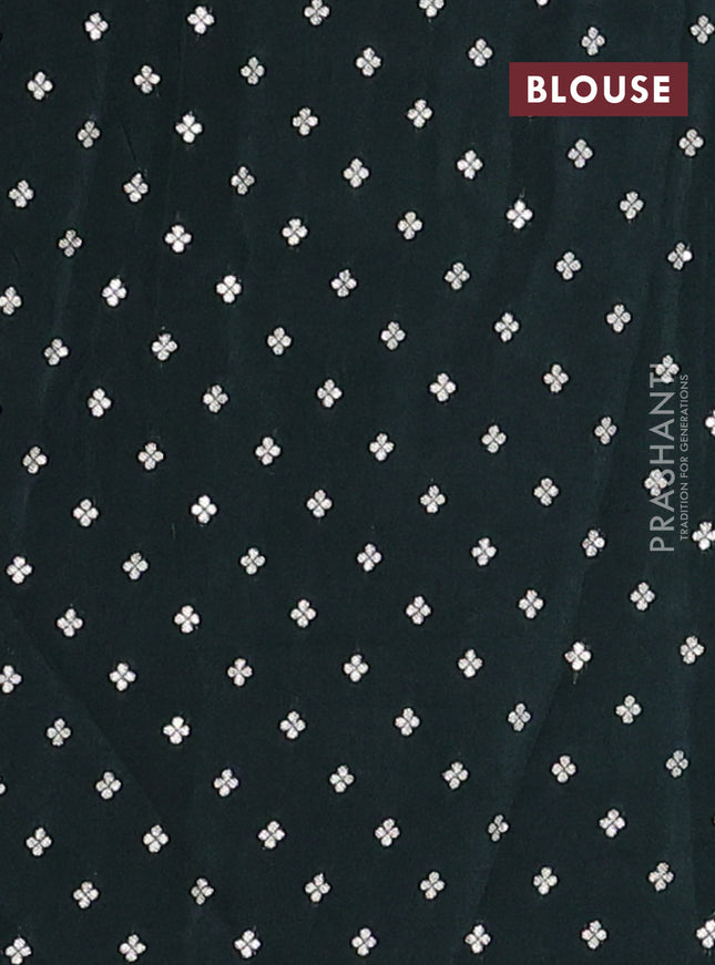 Semi mysore silk saree green with allover zari checked pattern and zari woven butta border