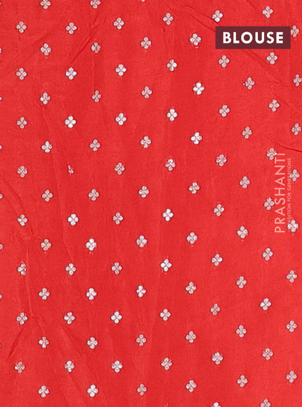 Semi mysore silk saree orange with allover zari checked pattern and zari woven butta border