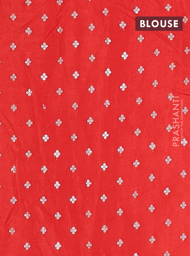 Semi mysore silk saree orange with allover zari checked pattern and zari woven butta border