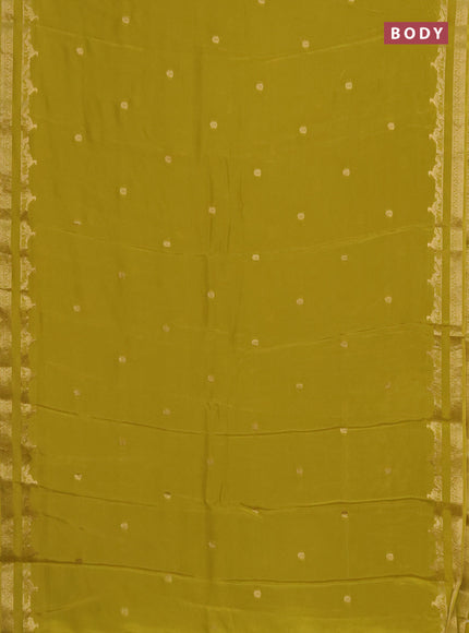 Semi mysore silk saree lime green with zari woven buttas and rettapet zari woven border