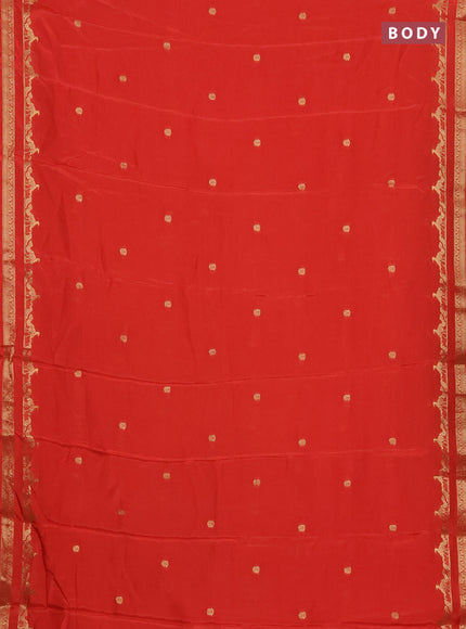 Semi mysore silk saree orange with zari woven buttas and rettapet zari woven border